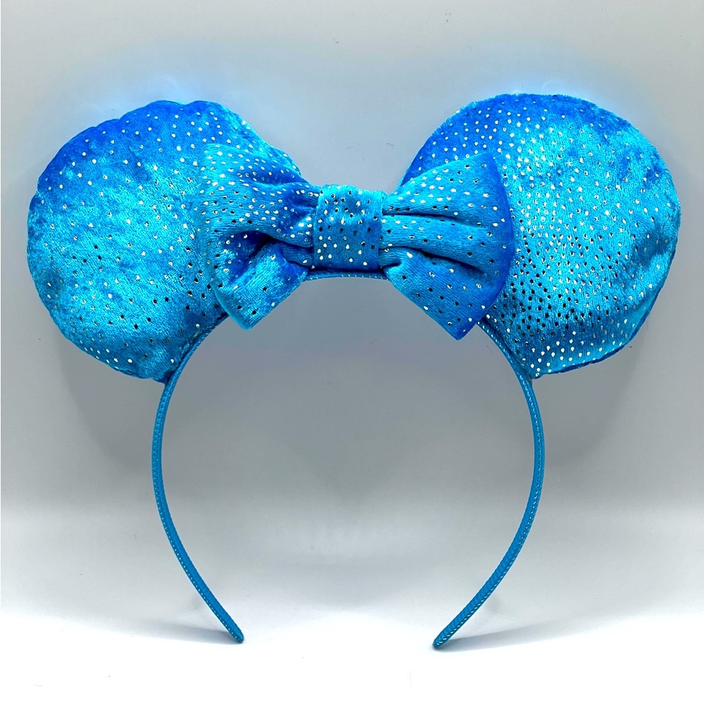 Handmade Blue Shiny Mickey Mouse Ears on Blue Headband